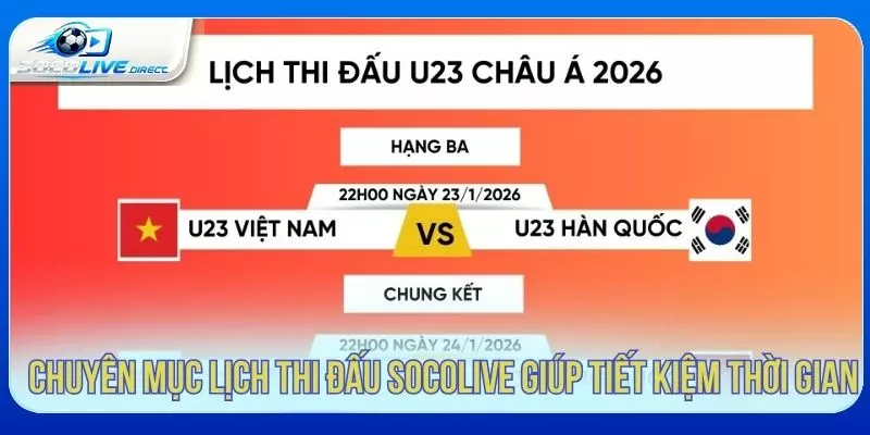 Chuyên mục lịch thi đấu Socolive giúp tiết kiệm thời gian