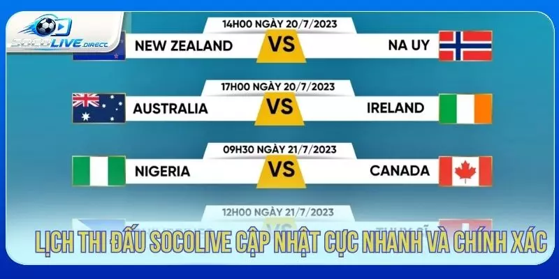 Lịch thi đấu Socolive cập nhật nhanh và dễ theo dõi