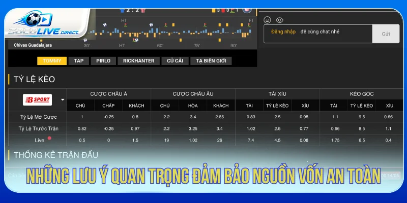 Lưu ý khi quản trị vốn với cược tỷ số chính xác